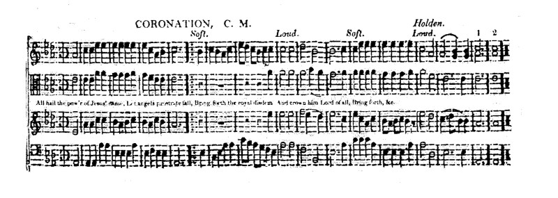 Example 5: CORONATION, from Union Harmony, 2nd ed. (St. John NB, 1816)