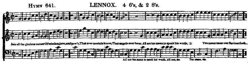 Example 1: LENNOX, from Sacred Harmony (Toronto, 1838)