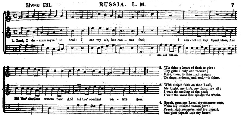 Example 2: RUSSIA from Sacred Harmony (Toronto, 1838)