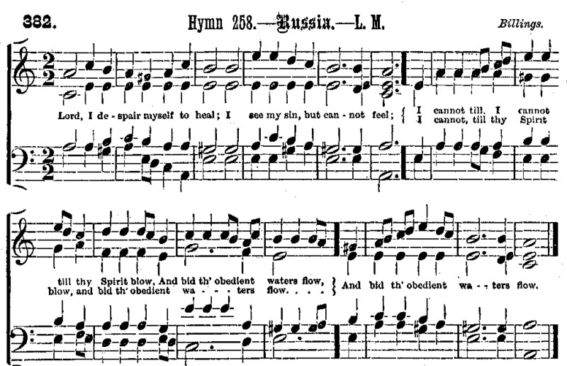 Example 9: RUSSIA, from Methodist Tune Book (Toronto, 1881)
